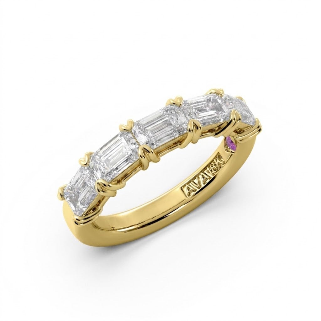 Emerald-Cut Lab-Grown Diamond Halfway Band
