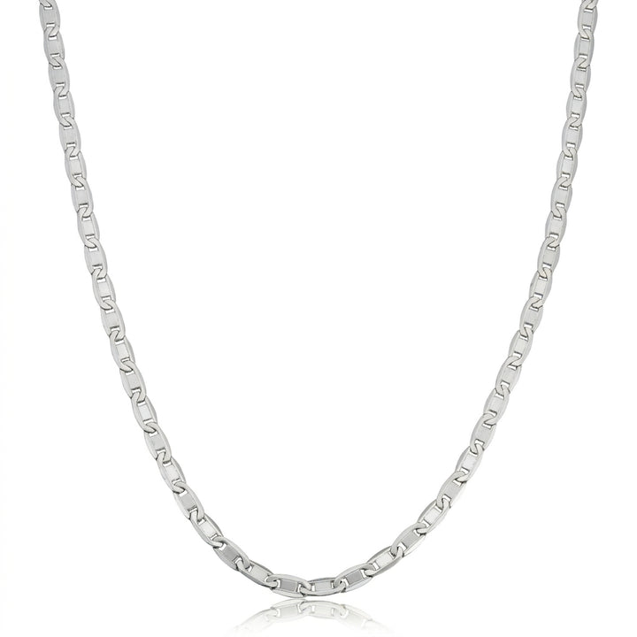 Valentino Link Necklace | Sterling Silver | Rhodium-Plated 3.8mm Chain Necklace | 20 Inch Length | Valentino Link Design - Brownee Jewelers