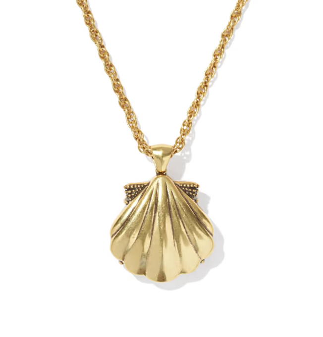 Lucia Shell Vintage Gold Short Pendant Necklace Neutral Scallop Shell