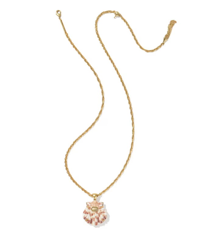 Lucia Shell Vintage Gold Short Pendant Necklace Neutral Scallop Shell