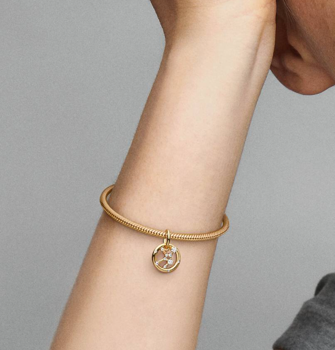 Pandora Virgo Zodiac Dangle Charm in Sterling Silver with 14K Gold Plating and Cubic Zirconia Accents