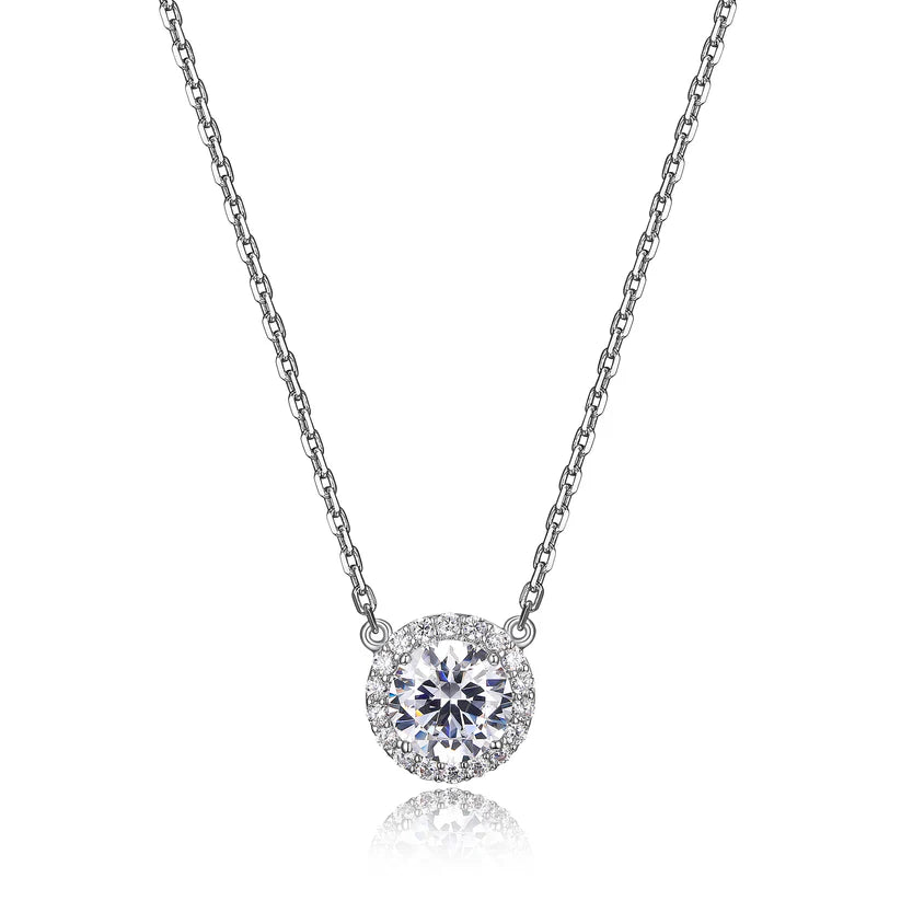 18 Inch Sterling Silver 6.5MM DiamondLite Cubic Zirconia Halo Necklace