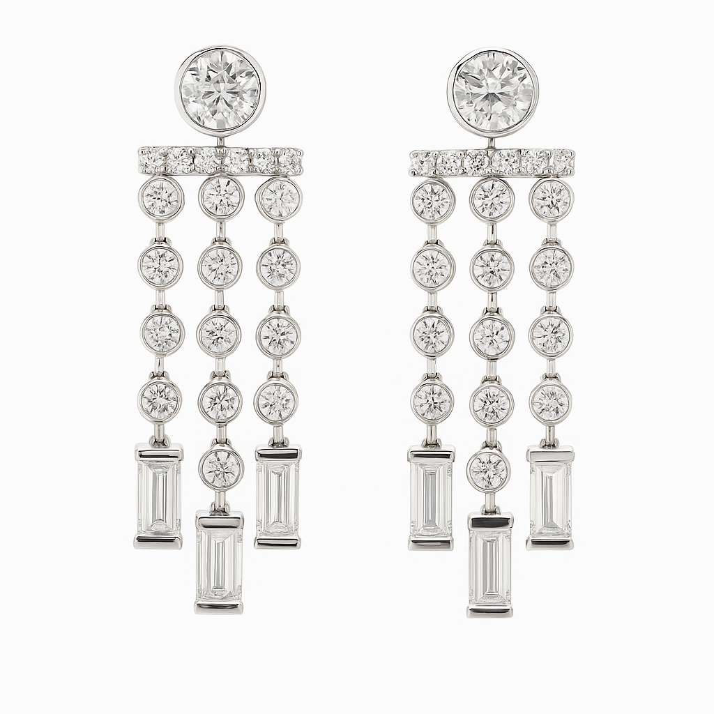 LG Waterfall Diamond Earrings in 14kt white Gold 