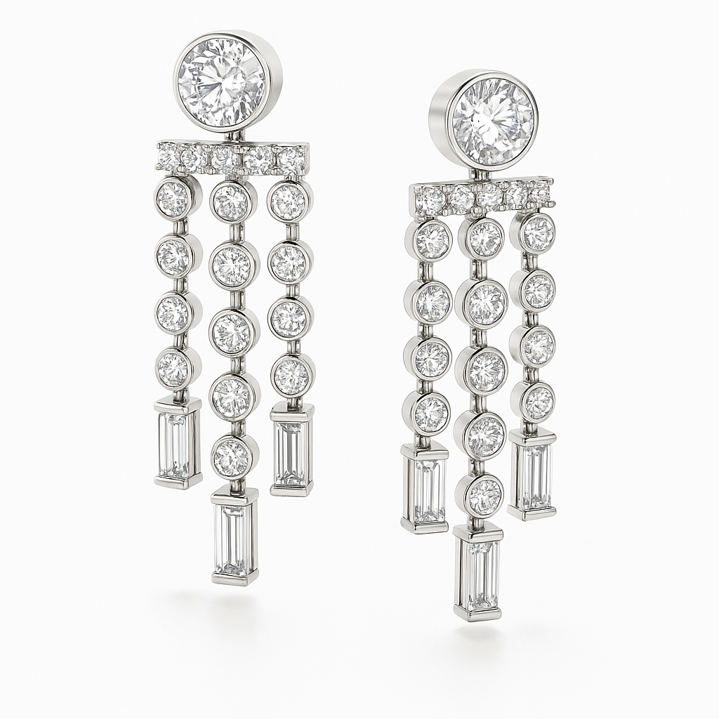 LG Waterfall Diamond Earrings in 14kt white Gold 