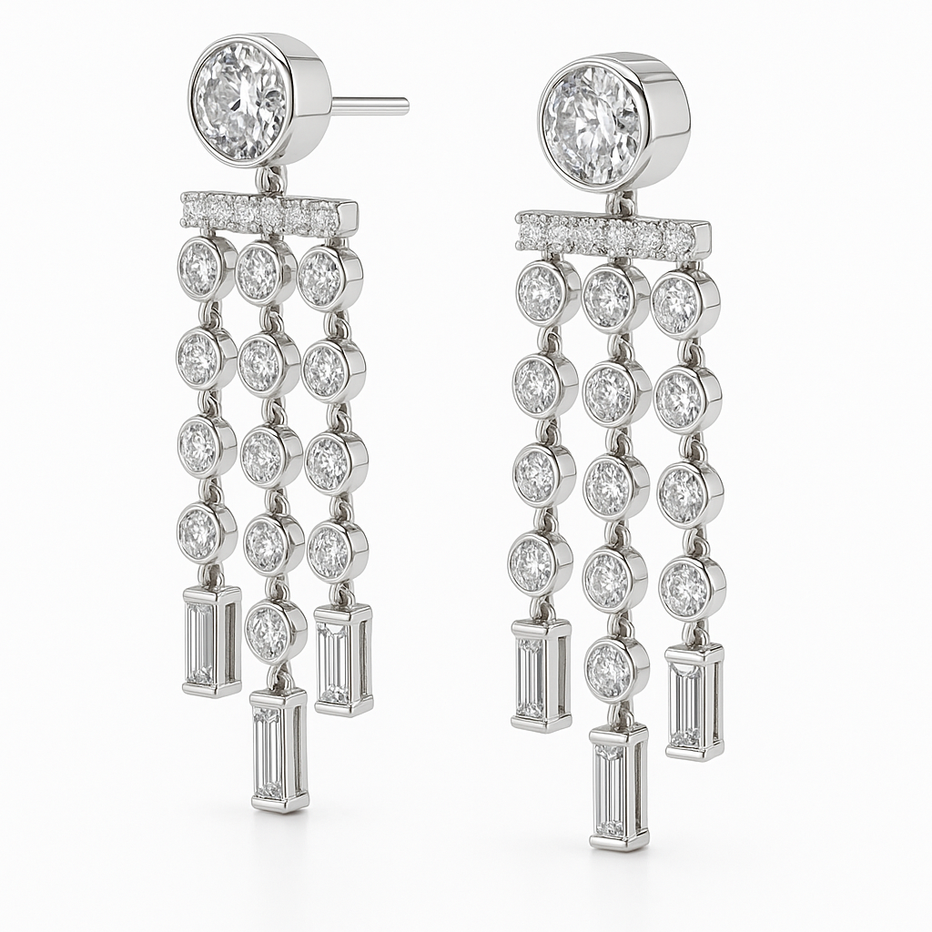 LG Waterfall Diamond Earrings in 14kt white Gold 