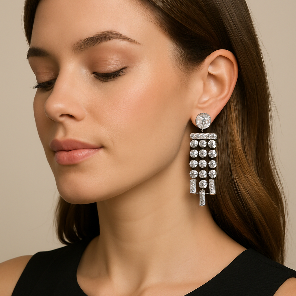 LG Waterfall Diamond Earrings in 14kt white Gold 