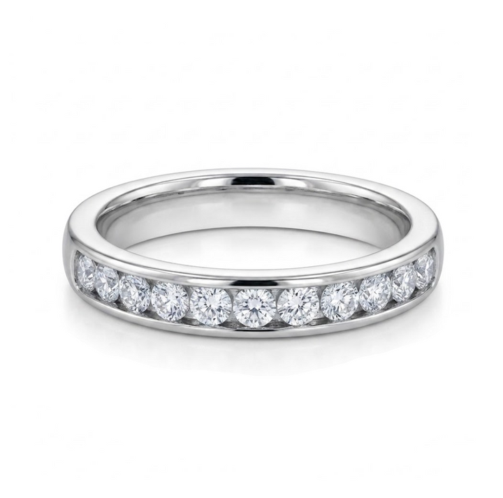 Round Diamond Channel Set Wedding Band | 14K White Gold | 0.75 CTW Diamonds | R6221-075WD - Brownee Jewelers