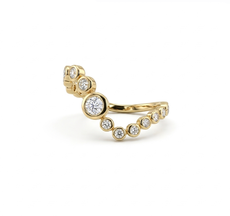Bezel-Set Diamond Band | 14K Yellow Gold | 0.15 ctw | Stackable Ring - Brownee Jewelers