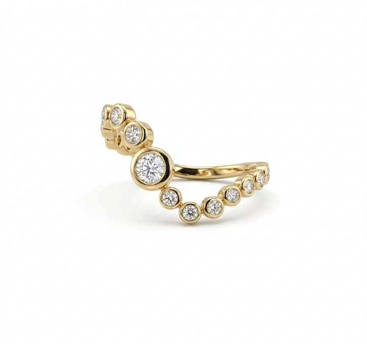 Bezel-Set Diamond Band | 14K Yellow Gold | 0.15 ctw | Stackable Ring - Brownee Jewelers
