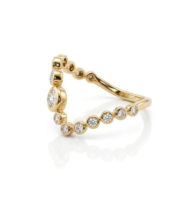 Bezel-Set Diamond Band | 14K Yellow Gold | 0.15 ctw | Stackable Ring - Brownee Jewelers