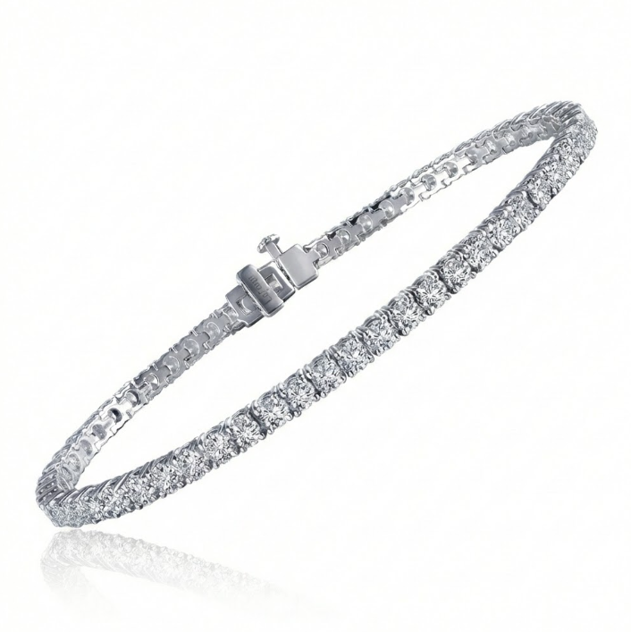 Round CZ Tennis Bracelet | Sterling Silver | 7.25" Classic Line Bracelet - Brownee Jewelers