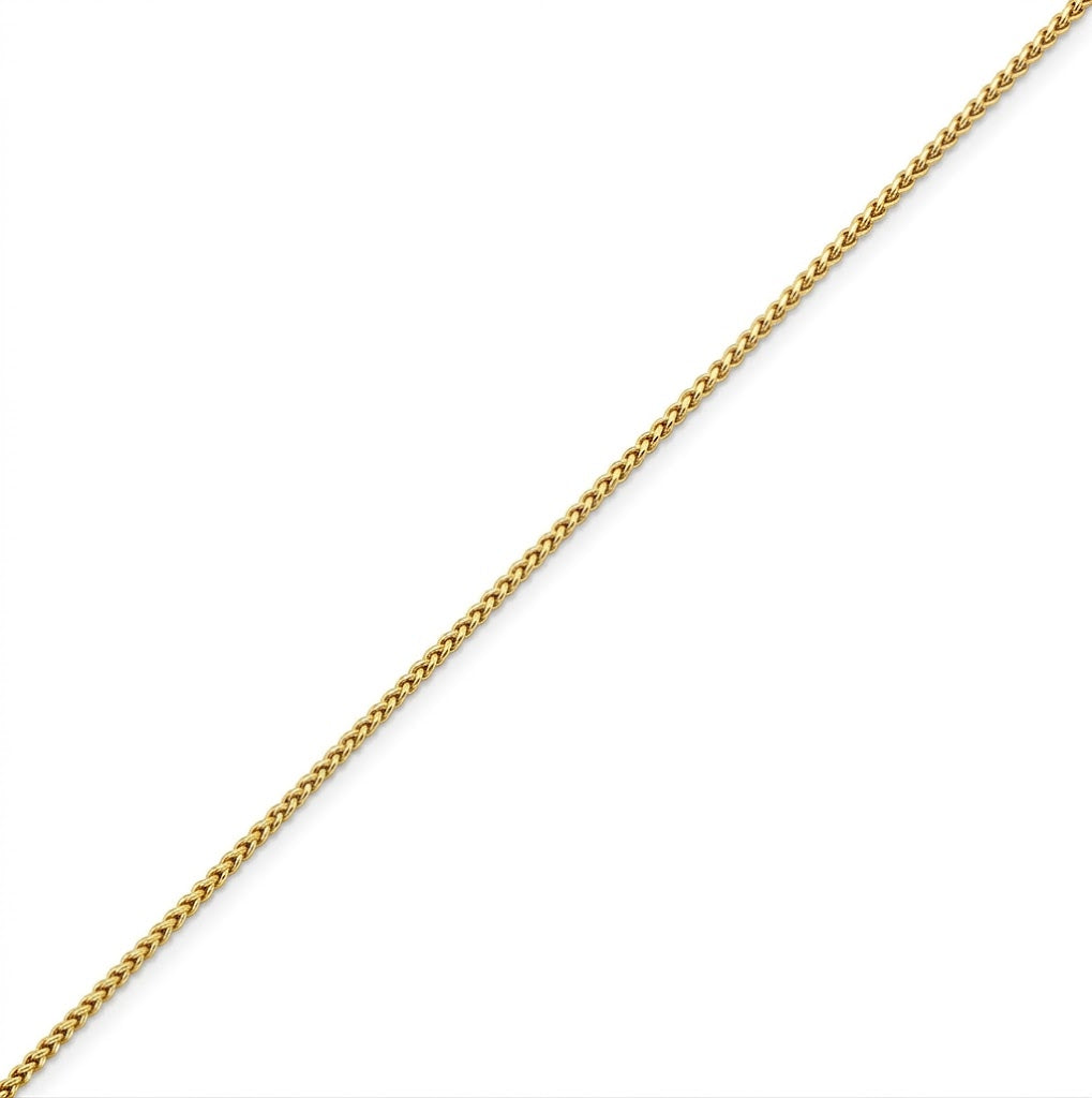 1.3MM Width and 22 Inch Length Adjustable Diamond-Cut Round Wheat Chain Necklace in Sterling Silver with 18K Gold Plating Finish