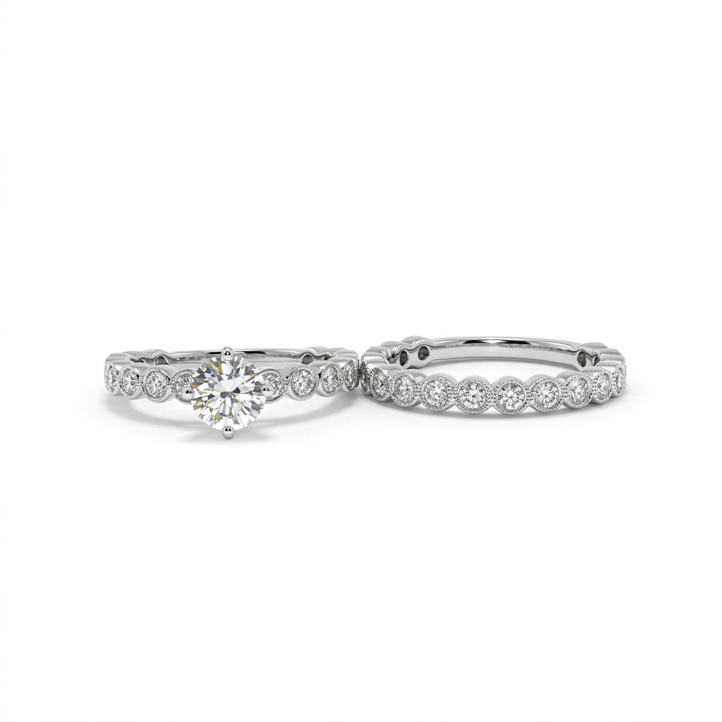 Round Diamond 0.74 CT Center Ring Bridal Set