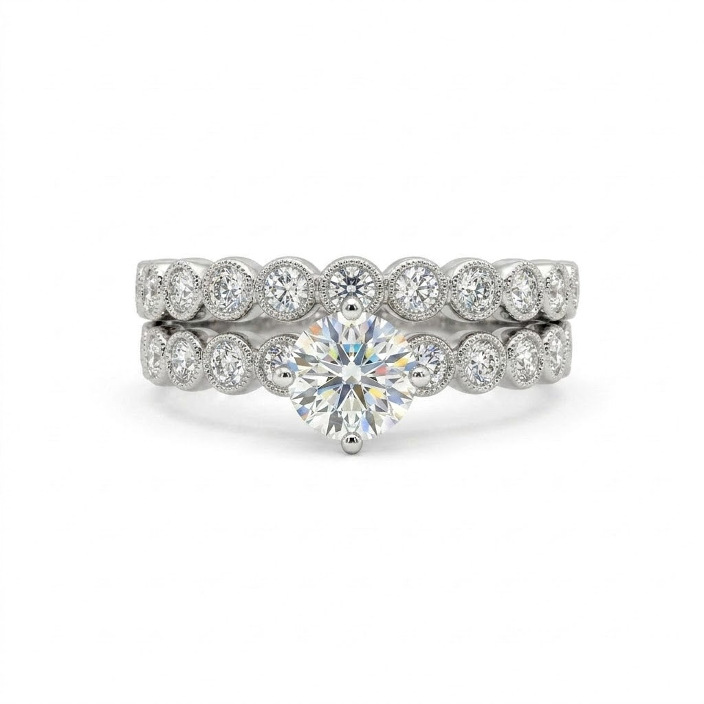 Round Diamond 0.74 CT Center Ring Bridal Set