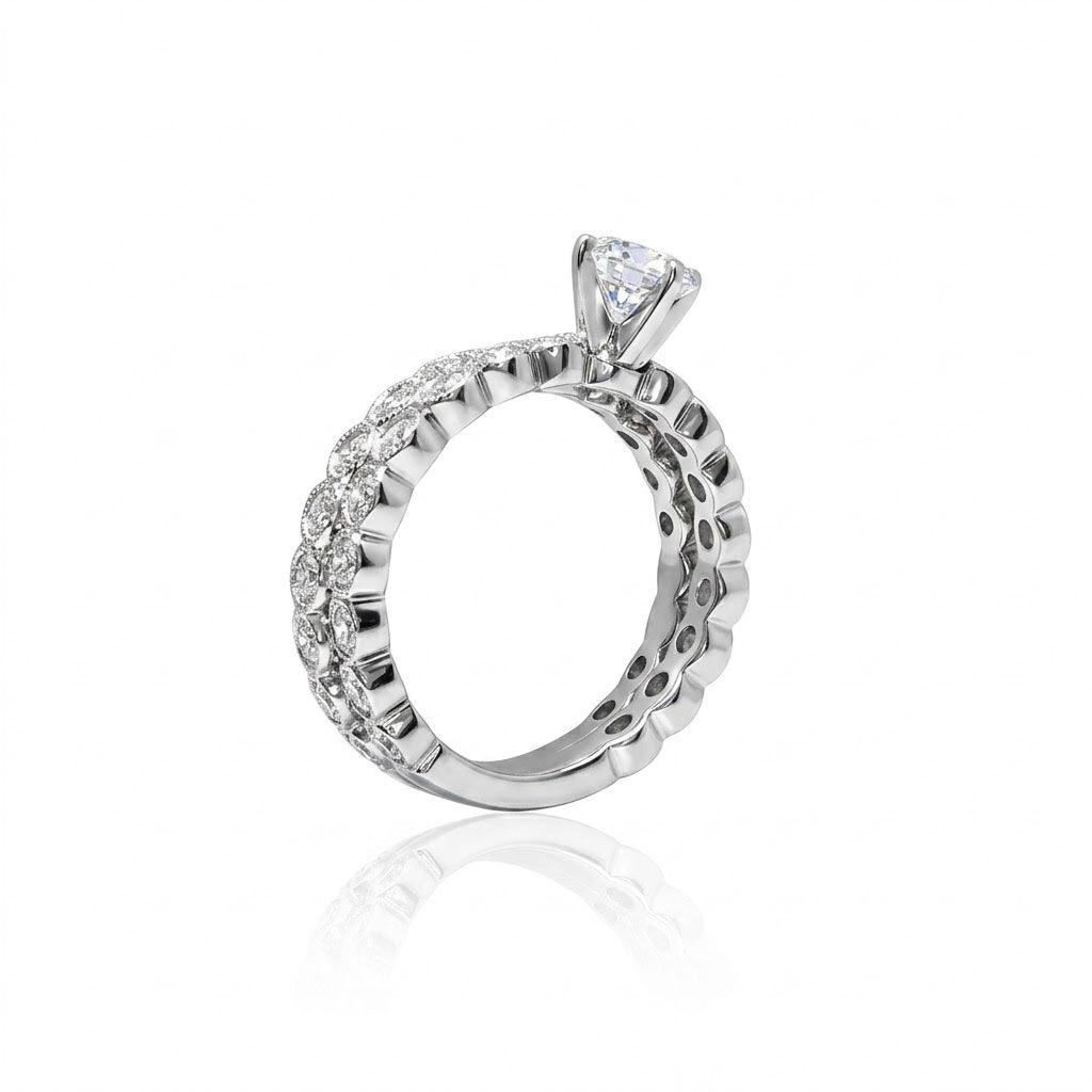 Round Diamond 0.74 CT Center Ring Bridal Set