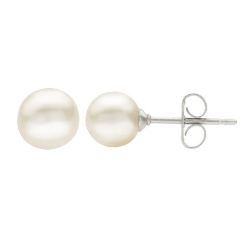 7mm Freshwater Cultured Pearl Sterling Silver Stud Earrings