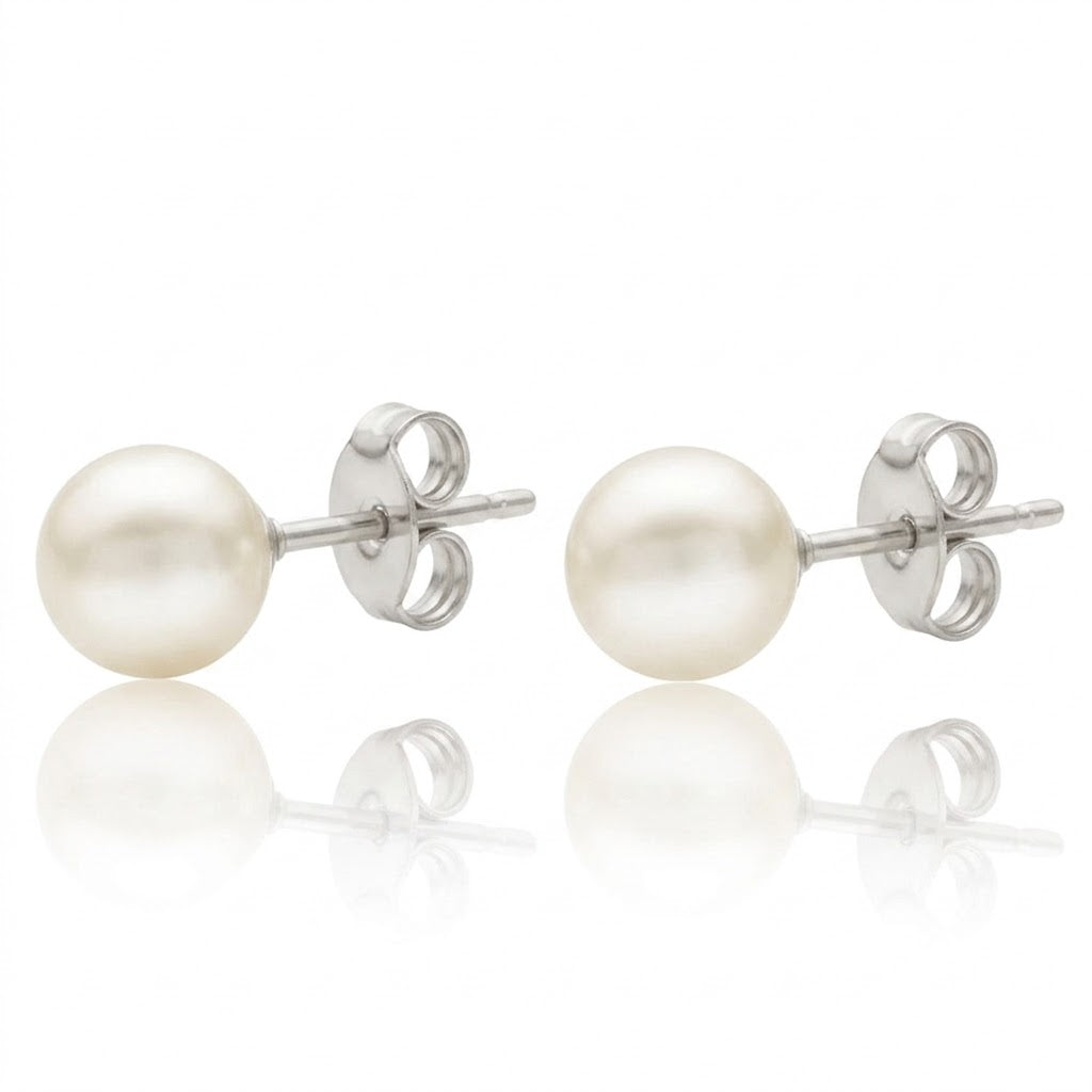 7mm Freshwater Cultured Pearl Sterling Silver Stud Earrings