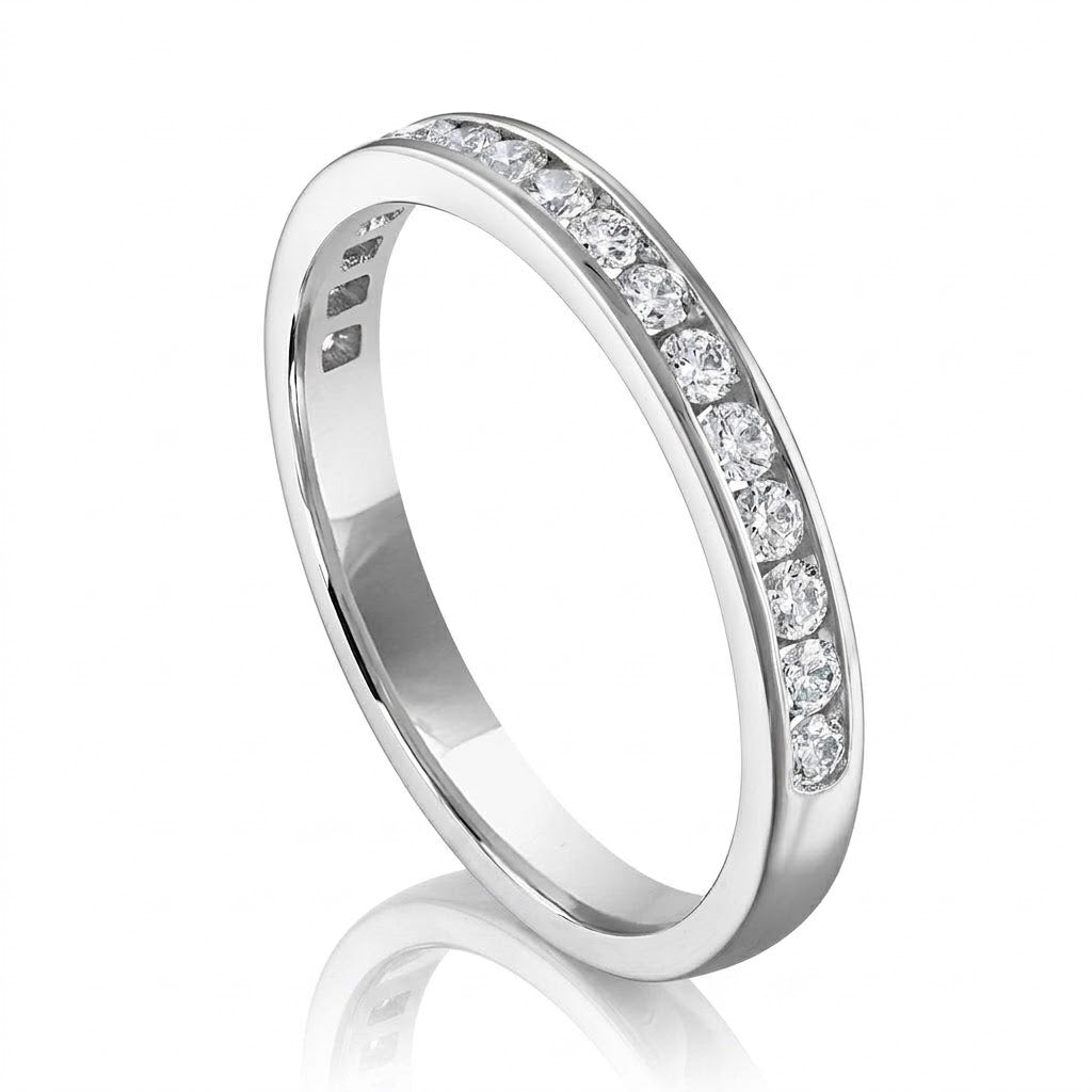 .33 Total Carat Weight Round Diamond Channel Set Wedding Band in 14K White Gold