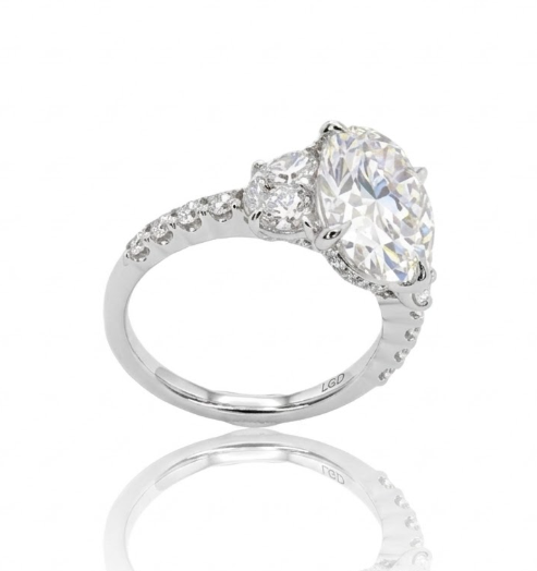 Lab-Grown Diamond Engagement Ring | 14K White Gold | Diamond | Three Stone - Brownee Jewelers