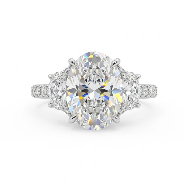 Lab-Grown Diamond Engagement Ring | 14K White Gold | Diamond | Three Stone - Brownee Jewelers
