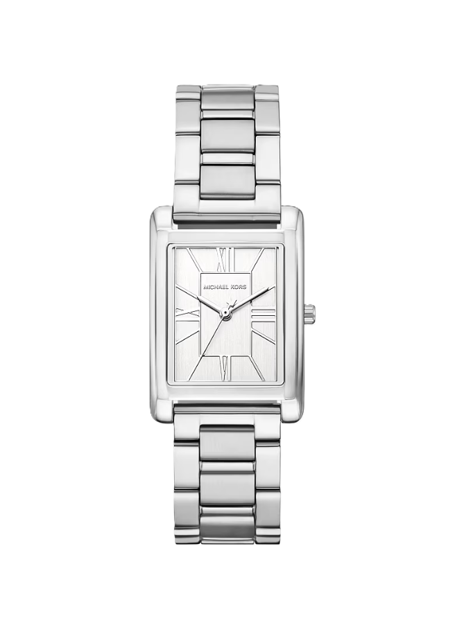 Essex Silver-Tone Watch | Michael Kors | Stainless Steel | 36.5mm Rectangular Case | Quartz 3-Hand Movement - Brownee Jewelers
