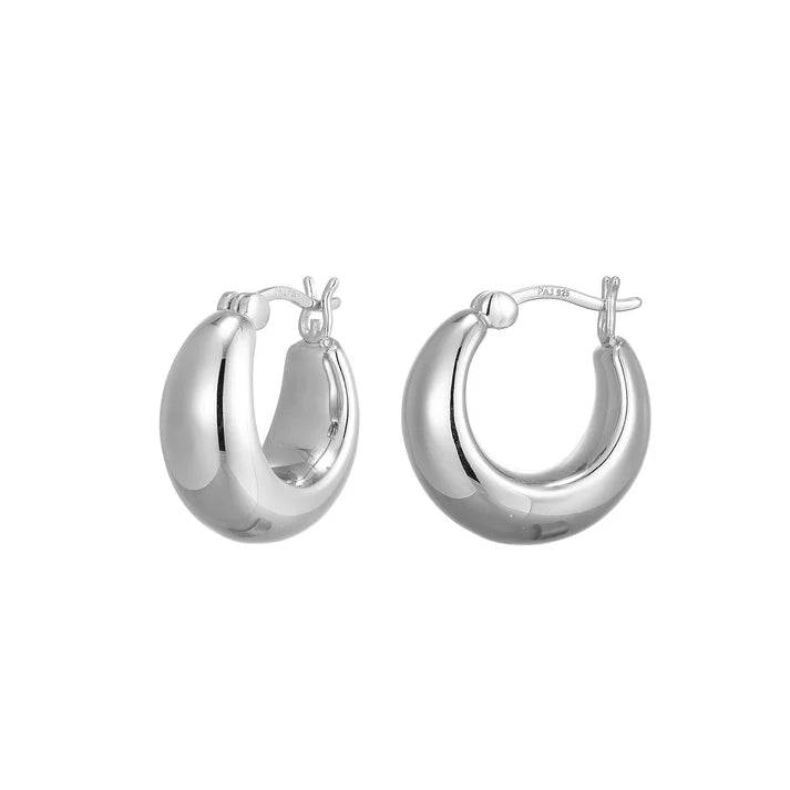Sterling Silver Rhodium-Plated 18MM Hoop Earrings