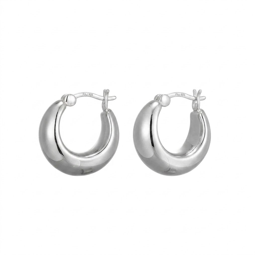 Sterling Silver Rhodium-Plated 18MM Hoop Earrings