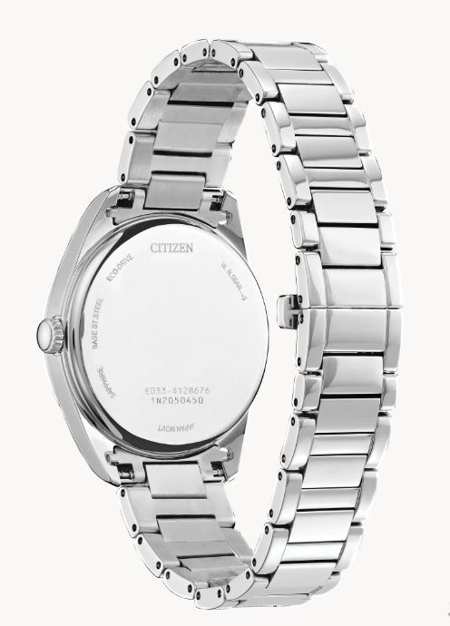 Citizen Arezzo | Ladies Eco-Drive Watch | Silver Stainless Steel | White Dial | Roman Numeral Markers | EM0970-53A - Brownee Jewelers