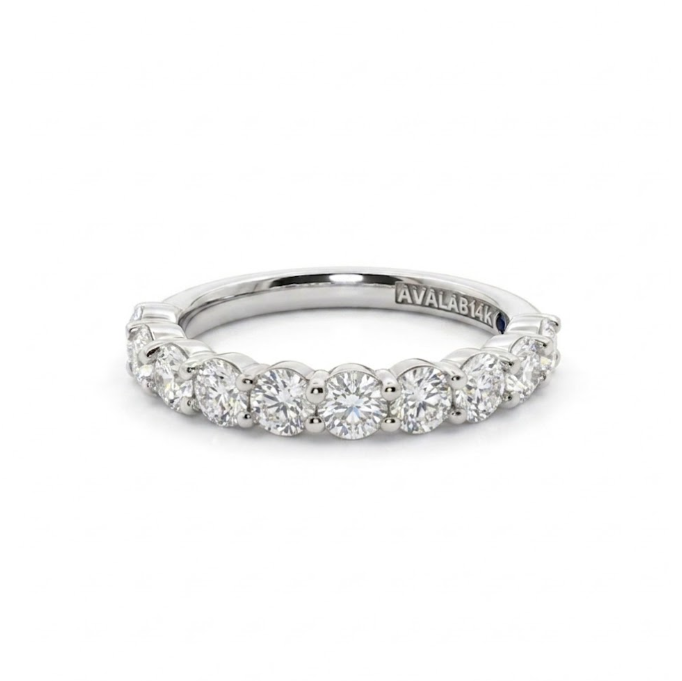 Round Lab-Grown Diamond Band | 14K White Gold | 1.50 CTW | Shared Prong Eternity Style - Brownee Jewelers