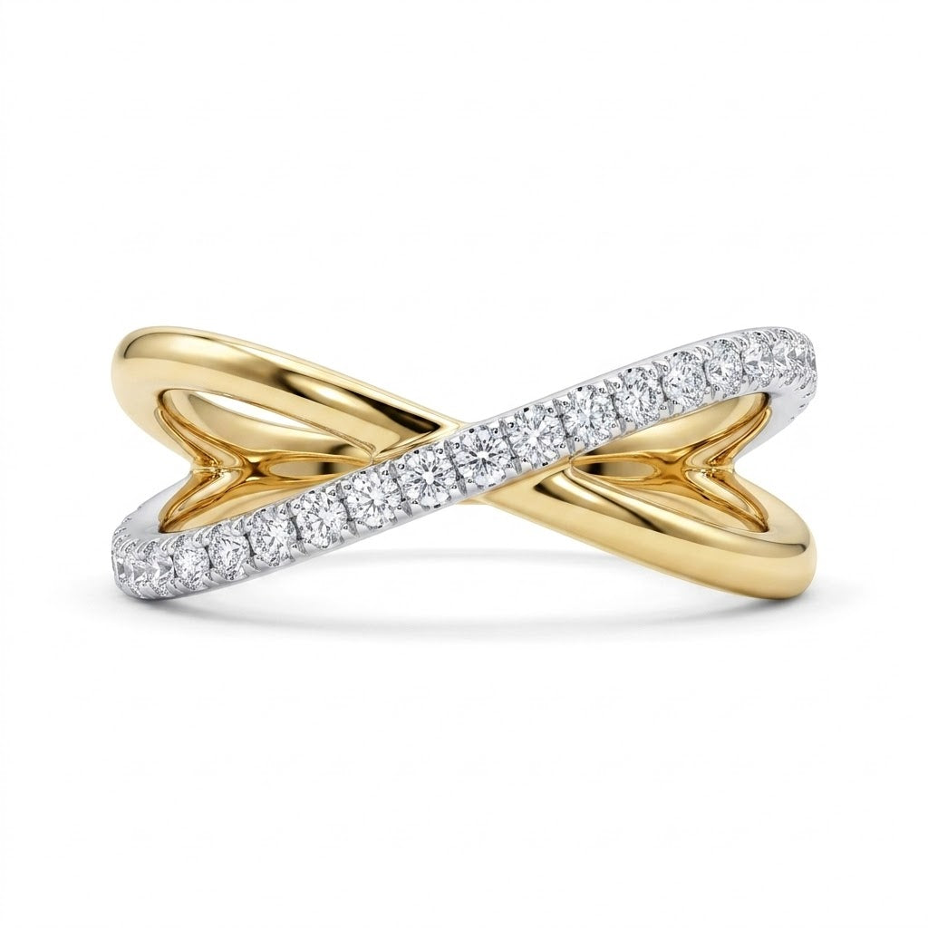 Diamond Infinity Crossover Ring | 10K Yellow Gold | 0.25 ctw | Fashion Band - Brownee Jewelers