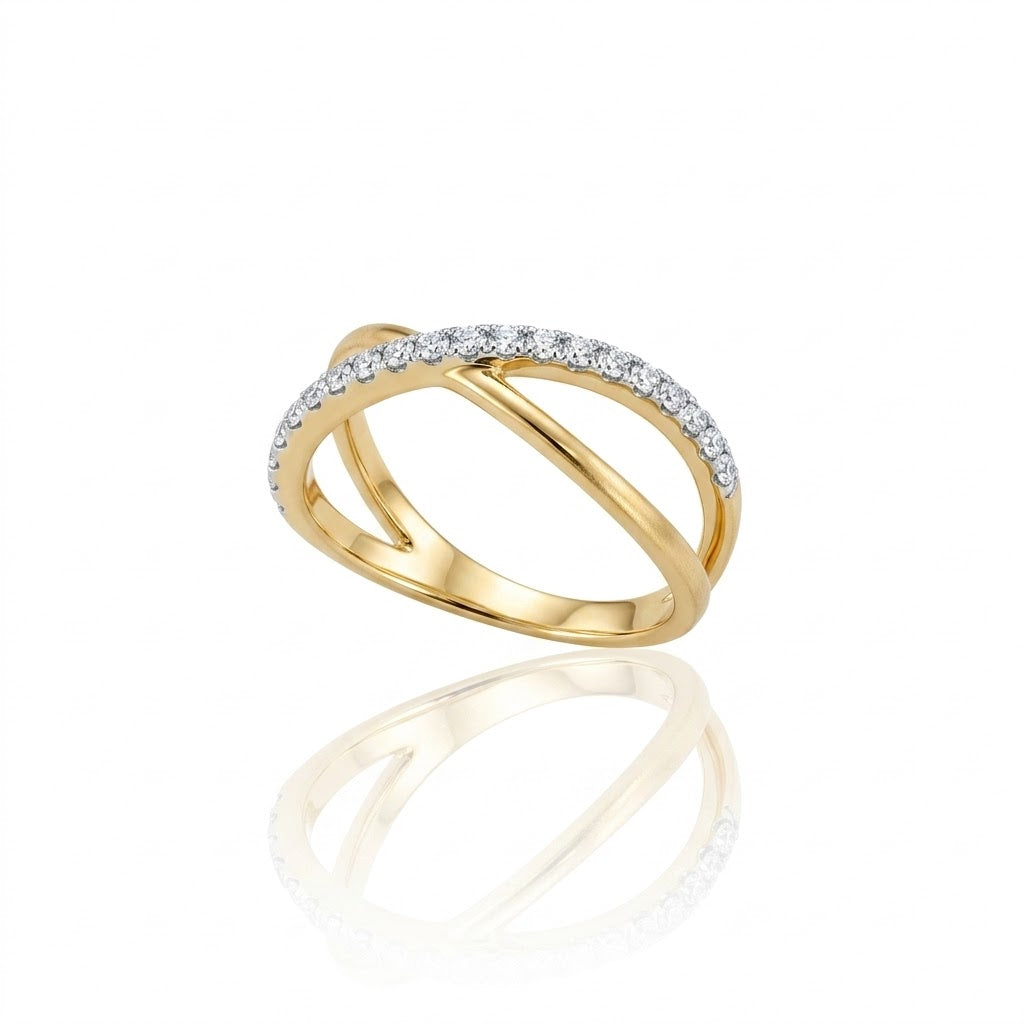 Diamond Infinity Crossover Ring | 10K Yellow Gold | 0.25 ctw | Fashion Band - Brownee Jewelers