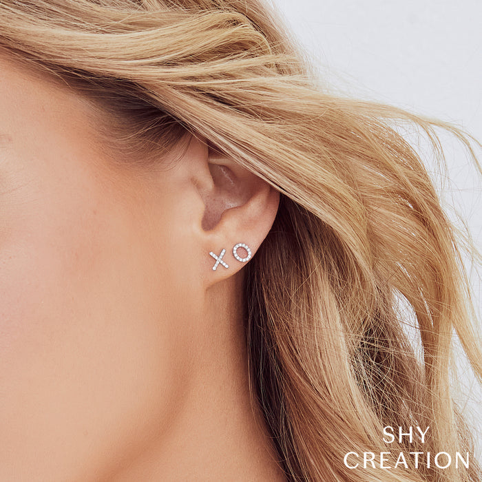 0.09 TOTAL CARAT WEIGHT DIAMOND "XO" STUD EARRING IN 14K WHITE GOLD