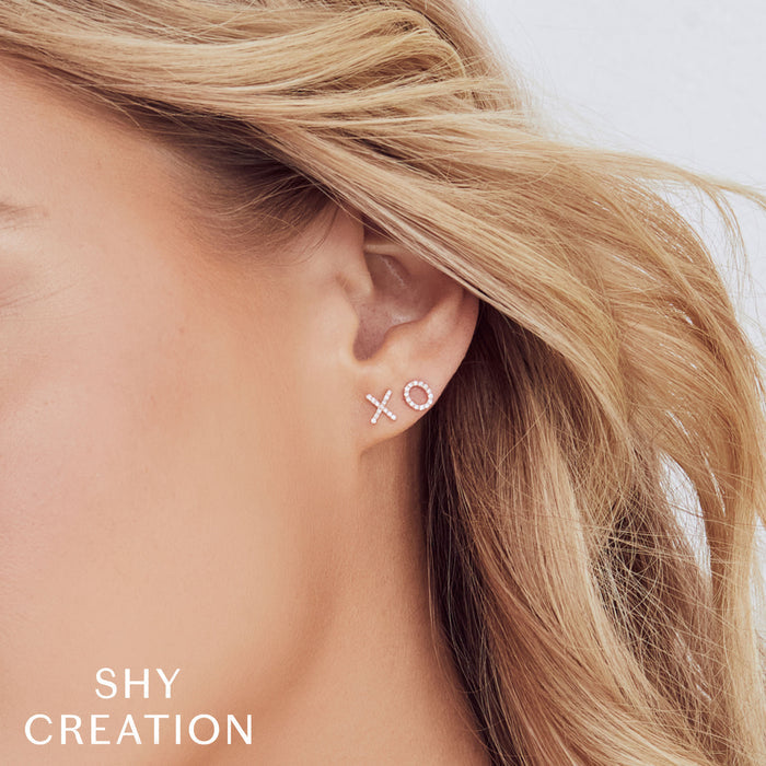 0.09CT Diamond "XO" Stud Earring in 14K Yellow Gold
