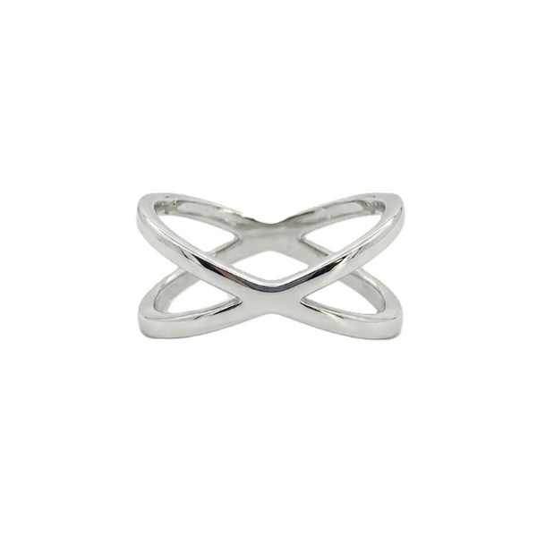 Polished “X” Ring | Sterling Silver | Minimalist Crisscross Band