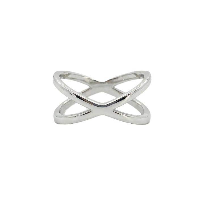 Polished “X” Ring | Sterling Silver | Minimalist Crisscross Band | Size 7 - Brownee Jewelers