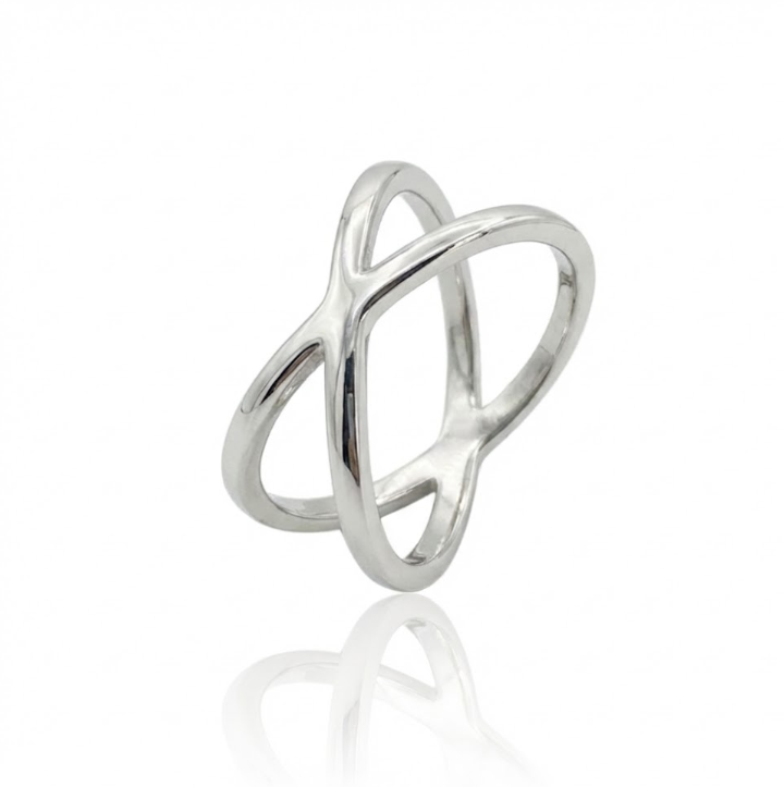 Polished “X” Ring | Sterling Silver | Minimalist Crisscross Band | Size 7 - Brownee Jewelers