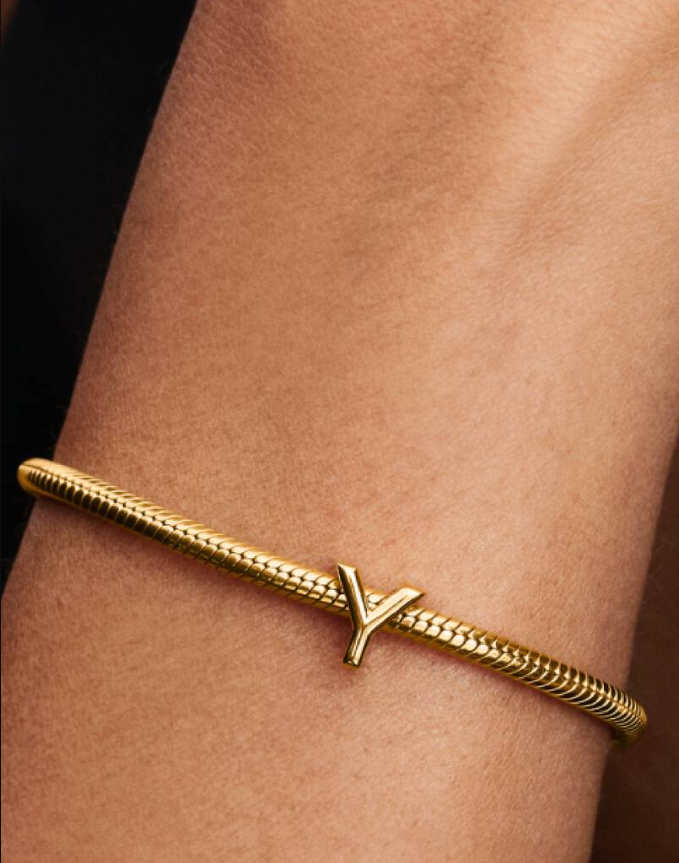 Pandora Letter "Y" Charm in 14K Gold Plating