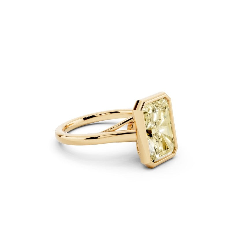 Yellow Radiant-Cut Diamond Bezel Engagement Ring