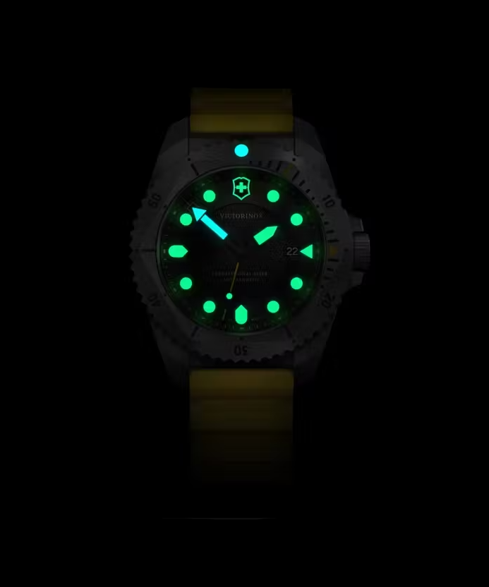 VictorInox Swiss Army Dive Pro | Titanium Watch | Black Dial | Yellow Rubber Strap | 241992 - Brownee Jewelers