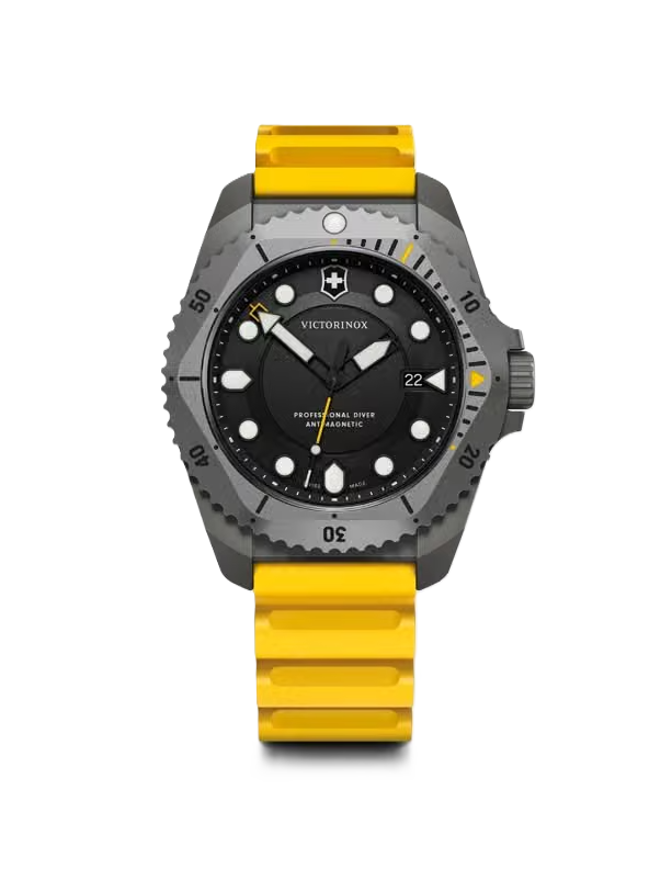 VictorInox Swiss Army Dive Pro | Titanium Watch | Black Dial | Yellow Rubber Strap | 241992 - Brownee Jewelers