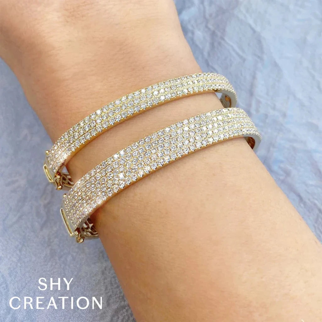 3.82 TOTAL CARAT WEIGHT DIAMOND PAVE BANGLE IN 14K WHITE GOLD