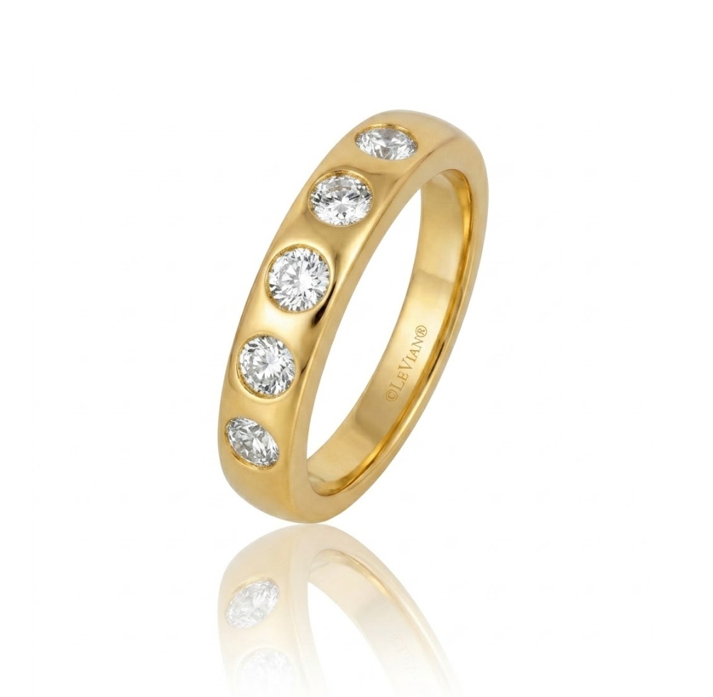 Five-Stone Diamond Band | 14K Yellow Gold | Round Diamonds | Classic Wedding Band | TSRY 17YG - Brownee Jewelers