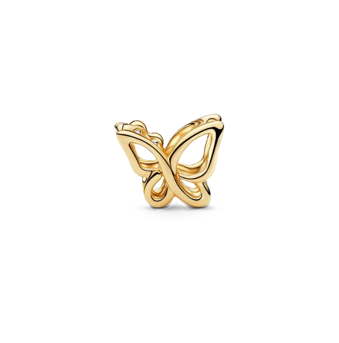 Pandora Openwork Butterfly Charm in Sterling Silver with 14K Gold Plating and Three Cubic Zirconia Accents
